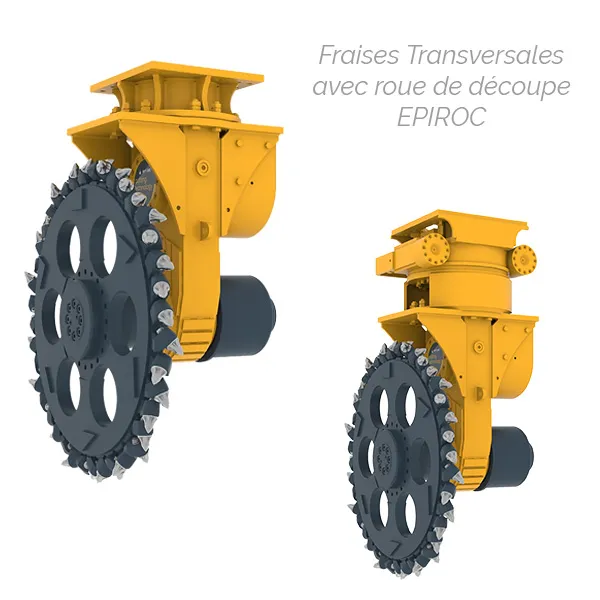 Fraises hydrauliques transversales avec roue de découpe Epiroc